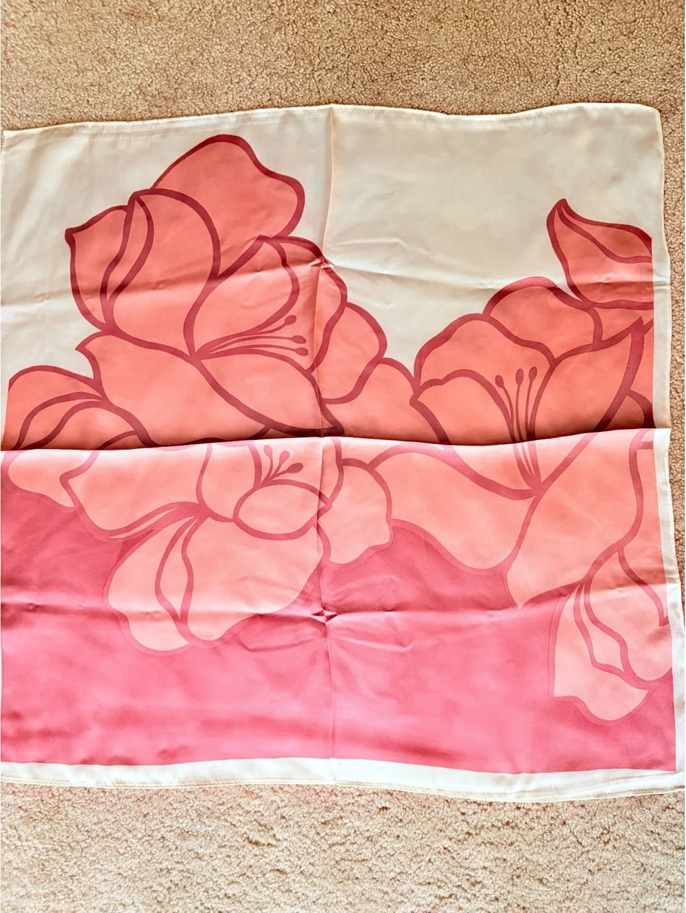 Elegant Pink and Coral Floral Scarf